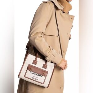 Burberry Cream and Brown Women's mini tote bag